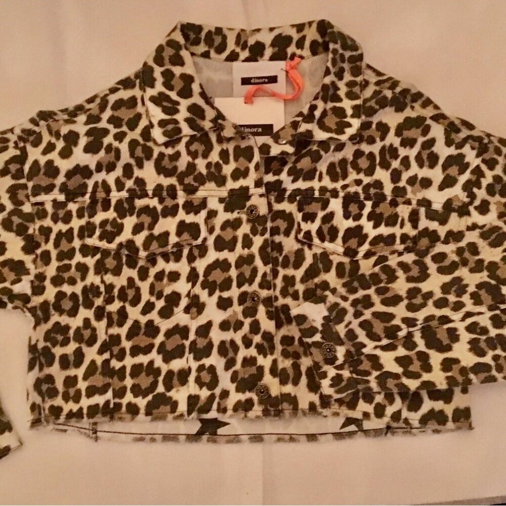 Dimora Leopard Cropped Denim Jacket - Picture 3 of 5